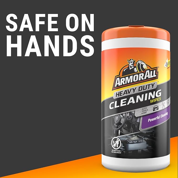 Heavy Duty Cleaning Wipes, Disposable Car Wipes (75 Count) | Textured cleaning wipes for interior & exterior cleaning on plastic, metal, vinyl, tools, and lawn equipment