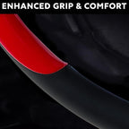 Leather Steering Wheel Cover for Chevy Silverado 1500 2500 3500, 14.5-15 inches Car Steering Wheel Cover with Non-Slip Breathable (Bright Red)