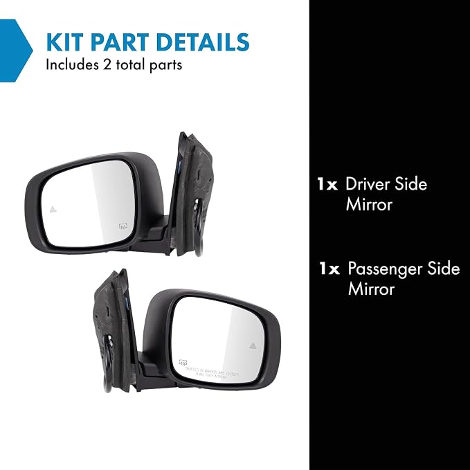 Driver & Passenger Side Mirror Set with Blind Spot Indicator Compatible with 2013-2016 Chrysler Town & Country Dodge Grand Caravan CH1320481 CH1321481