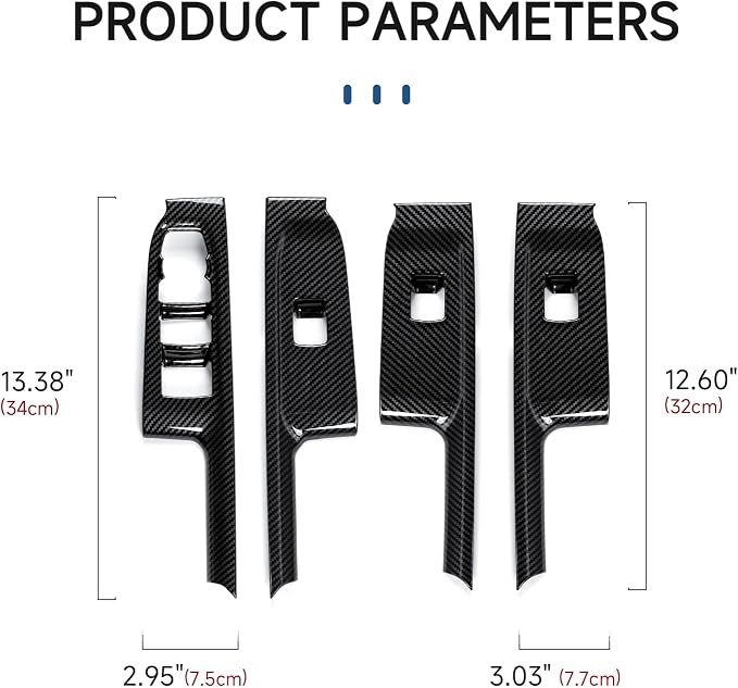 Car Carbon Fiber ABS Window Lift Switch Panel Sticker Cover Interior Trim Decal for 2019-2025 Chevy Silverado | for GMC Sierra 2019-2021 1500 2500 3500 HD Accessories (Crew Cab)