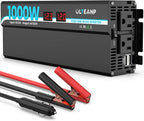 1000W Pure Sine Wave Inverter 12V DC to 120V AC Converter for Car, Truck, Home, Vehicles, Laptop, Car Inverter 12V to 110V with 2 AC Outlets, 2 USB Ports, LCD Display
