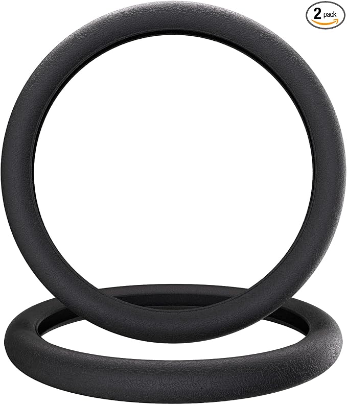 Car Steering Wheel Cover, Non-Slip Silicone Material, Multiple Color Choices, Universal Auto Parts Steering Wheel Cover, Suitable for Most Cars (Black2PCS)
