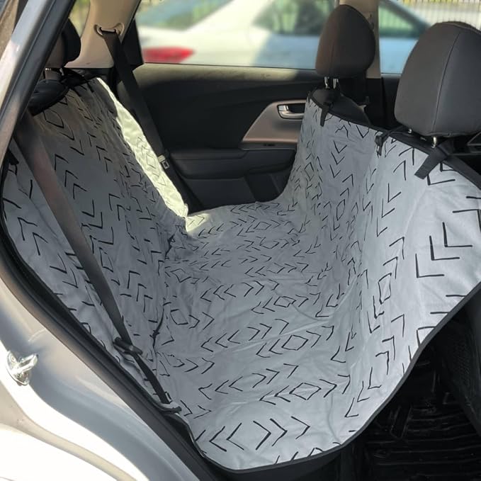 3-in-1 Back Seat Cover for Dogs, 100% Cotton Canvas Back Seat Hammock with Headrest Straps, Belt Slots, & Anchors, Non-Skid Cargo Area Cover, Machine Washable, No Harmful Chemicals, 56"x56"