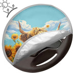 Sunflower Highland Cow Steering Wheel Sun Shade Cover Anti-Heat Steering Wheel Sun Block Cover,Cute Auto Accessories Interior Car Steering Wheel Cover for Women,17 inch Universal Fit