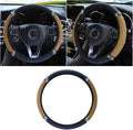 15 Inch Bling Soft Leather Car Steering Wheel Cover, Beige | Colorful Rhinestones Design, Auto Elastic Protector for Women Girls, Crystal Diamond Car Accessories for Most Cars, SUVs