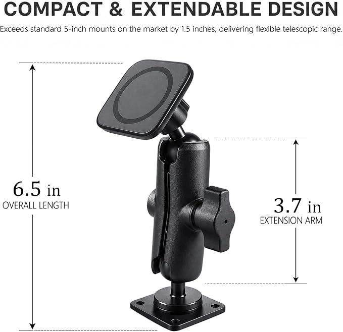 (Extended & Rubber Pad Design) MagSafe Aluminum 2024 2025 2026 Jeep Wrangler JL JLU & Gladiator JT 4XE (2/4 Door) Phone Mount, No View Obstruction, Metal Phone Holder for All Smartphones | Not JK JKU