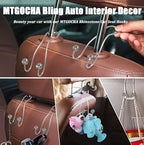 Bling Purse Hook for Car Headrest, Upgraded Cute Car Seat Hooks for Bag Handbag, Durable Stainless Auto Purse Hanger Holder 2 Pack, Grey