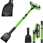 Snow Shovel & Ice Scrapers for Car Windshield, Snow Brush and Ice Scraper with Squeegee, Snow Removal Tool, Winter Car Accessories,Extendable Aluminum Handle, 180°Pivoting Brush Head, Green
