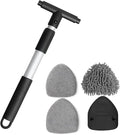 Car Windshield Cleaner Tool, Extendable Handle Triangle Vehicle Window Cleaner with 3 Washable and Reusable Microfiber Pads, Auto Windscreen Cleaning Tool, Universal Fit