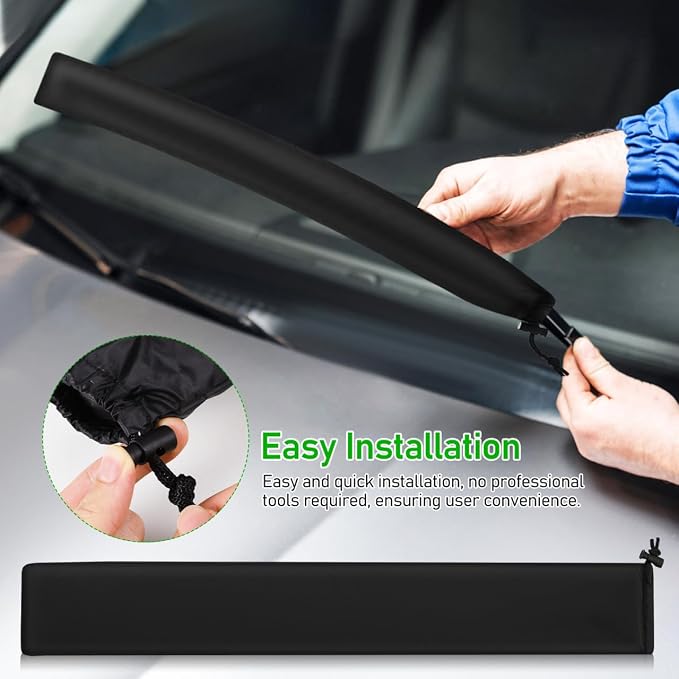 2Pcs Windshield Wiper Blade Covers - 26.3x3.7in Waterproof Polyester Protectors for RV - Car SUV and Truck Gray Wiper Blade Covers for Rain Snow and Bird Droppings