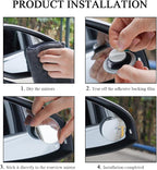2 PCS Car Blind Spot Mirror, Round HD Glass Convex 360° Rotating Wide Angle Side Mirror, Frameless Car Blindspot Mirror with Self Adhesive for Larger Image and Traffic Safety