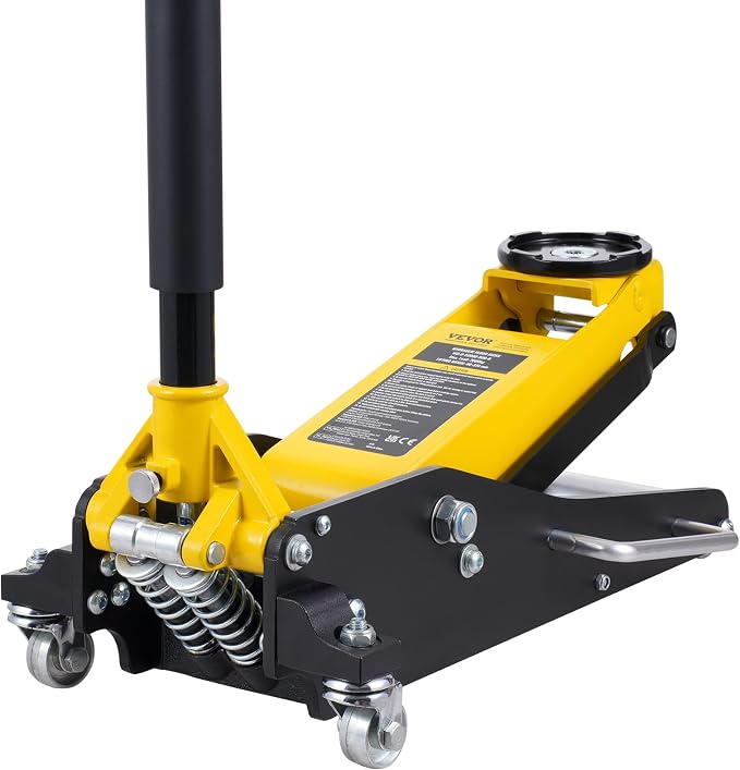 Low Profile Floor Jack 2 Ton (4400 lbs), Heavy Duty Aluminum Hydraulic Racing Floor Jack, Hydraulic Car Jack, Dual Piston Quick Lift Pump, 3.2"-14.6" Height Lifting Range (Yellow)