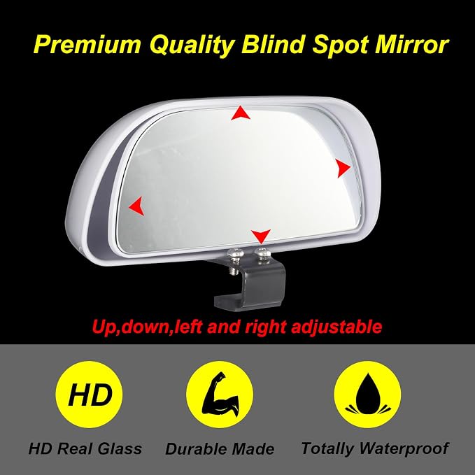 Blind Spot Mirrors for Trucks and Cars,Automotive Side View Concave Mirror Blindspot,360° Large Convex Rearview Exterior Mirror Accessories for Truck and Car(1Pack White)