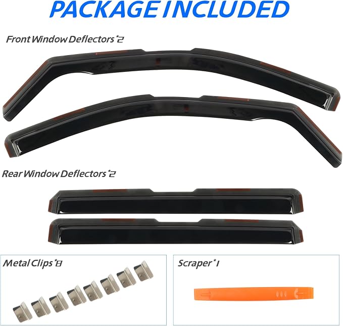 in-Channel Rain Guards Fit for 2020-2025 Chevrolet (Chevy) Silverado/GMC Sierra 2500HD/3500HD Crew Cab, Durable Side Wind Deflectors, Vent Window Visors Shade 2021 2022 2023 2024