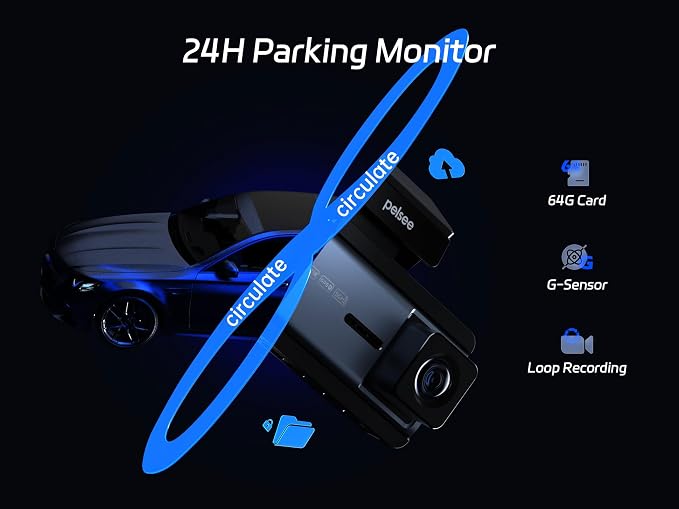 4K Dash Cam Front and Rear, 64GB SD Card, Dual Dash Camera for Cars with Wi-Fi, GPS, ADAS, BSD, LCA, 3’’ IPS Display Car Camera, APP & Voice Control, Night Vision, 24H Parking Mode