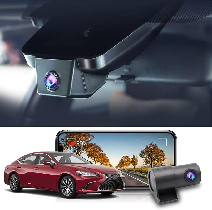 Front 2160P+Rear 1080P Dash Cam Adapts for Lexus ES 2019-2025 ES350 ES300h ES250 F Sport, OEM Style, Dual HD Video, Built-in WiFi & APP, Loop Recording, G-Sensor, Easy to Use, 128GB Card