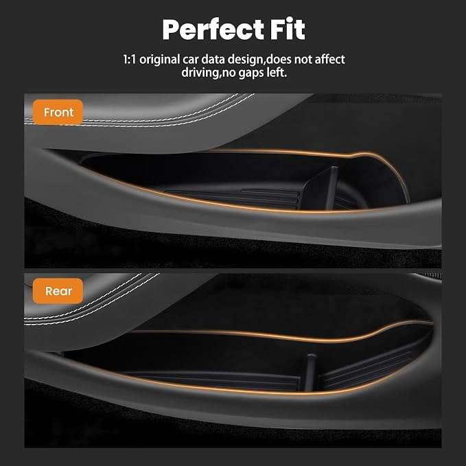 Car Door Side Storage Box for New Tesla Model Y Juniper 2025 2026 Accessories - Waterproof TPE Front Rear Door Insert Tray Organizer Slot Storage Protector 4PCS
