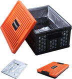 Trunk Organizer Plastic for Car, Orange | Collapsible Crate Storage, With Lid, Waterproof Bag, Optional Insulated Cooler, For SUV, Groceries, Camping