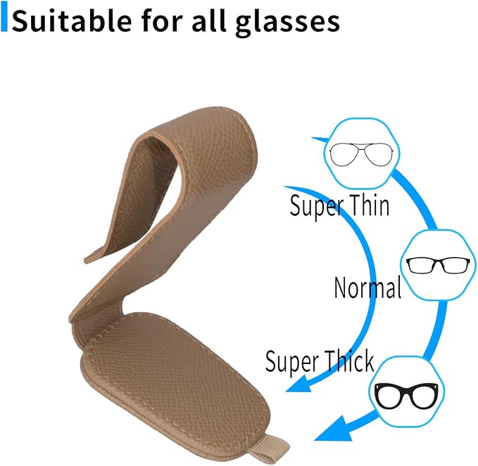 2 Packs Magnetic Sunglass Holder for Car Visor (Beige) | Magnetic Interior Car Accessories