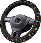 Dog Paw Print Steering Wheel Covers Universal 15 inch Non Slip Neoprene Steering Wheel Protector Cover for Men Women Car Truck
