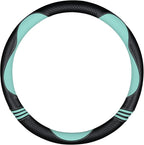 Car Steering Wheel Covers for Women Padded Carbon Fiber PU Leather Cute Auto Interior Accessories for Vehicle, Sedan, Universal, Anti Slip, Green, Standard Size, 14.75-15.15in