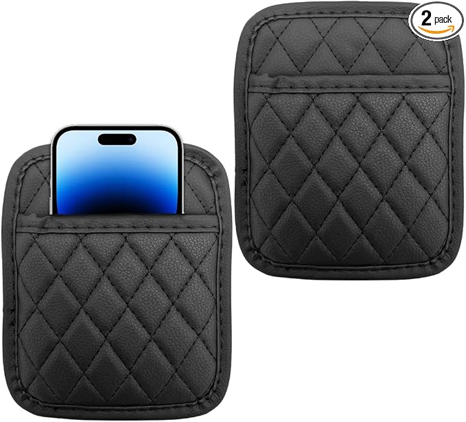 2 PCS Car Side Pocket Organizer, Leather Adhesive Auto Side Seat Back Storage Pocket, Waterproof Phone Document Sunglasses Holder Vehicle Gap Filler Pouch, Car Accessories (Small)