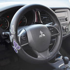 GripGrab Comfort Grip - Purple & Green Butterflies on Black Synthetic Leather Steering Wheel Cover 15 inch