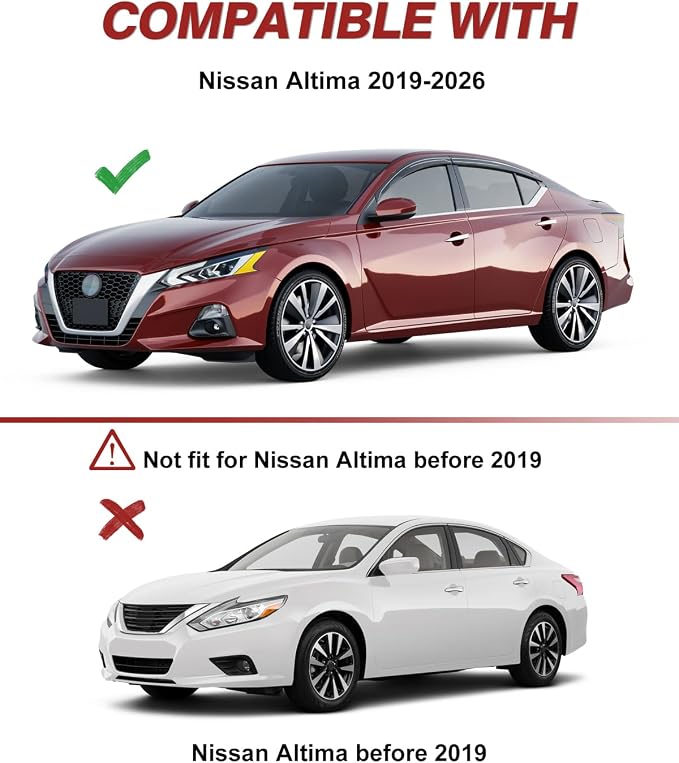 Outside-Mount Window Rain Guards Fit for 2019-2026 Nissan Altima, Extra Durable Window Visors Wind Deflector Dark Smoke Vent Shades for 19-26 Altima, Tape-on with Thicker 4PCS