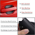 4Pcs Universal 3D Carbon Fiber Car Door Handle Paint Scratch Protector Sticker Auto Door Handle Cups Protective Pad (M)