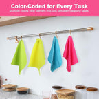 Microfiber Cleaning Cloth, 120 Pack Reusable Paper Towels Microfiber Towels for Cars Lint Free Shop Rags for Home Kitchen Automotive, 11"x 9", Pink & Yellow & Green & Blue