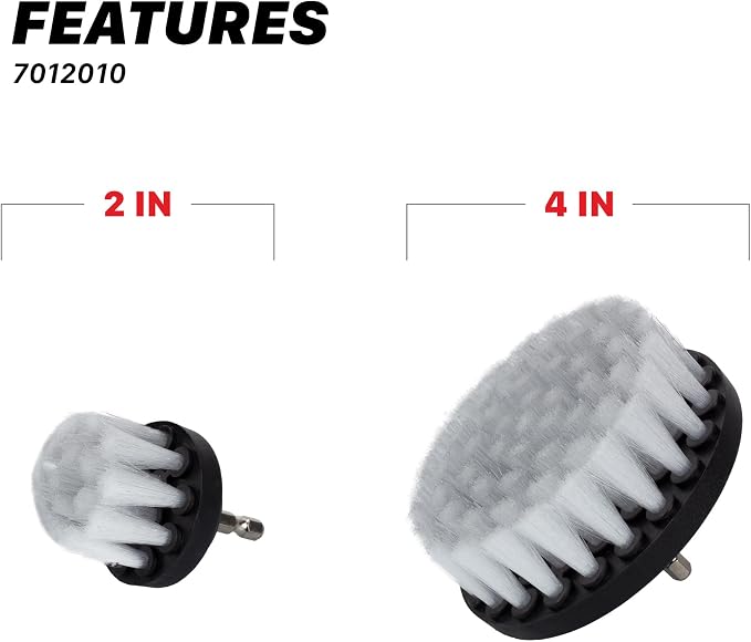 Universal M8 Light-Duty Soft Leather & Fabric Brush Drill Attachment – White Scrub Brush Kit for Fabric, Leather, Upholstery, Convertable Top & Seats – Removes Grime, Stains, Dirt & Buildup