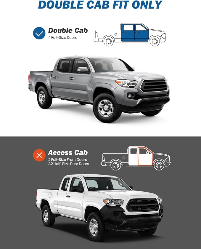 in-Channel Rain Guards Compatible with 2016-2023 Tacoma Double Cab Window Vent Visor Window Deflectors Vent Shades Tacoma Accessories