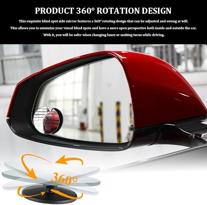 2PCS Blind Spot Mirror, Side Mirror Blindspot, Frameless Car Blindspot Mirrors with Self Adhesive, Universal 2 Inch Round Rear View Convex Mirrors Car Accessories Fit for SUV (Circle, 2PCS)