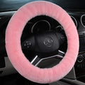 Natural Fur Wool Sheepskin car Steering Wheel Cover,Protector for Universal Steering Wheel 15 Inchs, Anti-Slip,Comforting and Luxurious, Soft Texture, Gift for Women (Korean Pink)