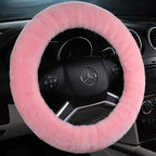 Natural Fur Wool Sheepskin car Steering Wheel Cover,Protector for Universal Steering Wheel 15 Inchs, Anti-Slip,Comforting and Luxurious, Soft Texture, Gift for Women (Korean Pink)