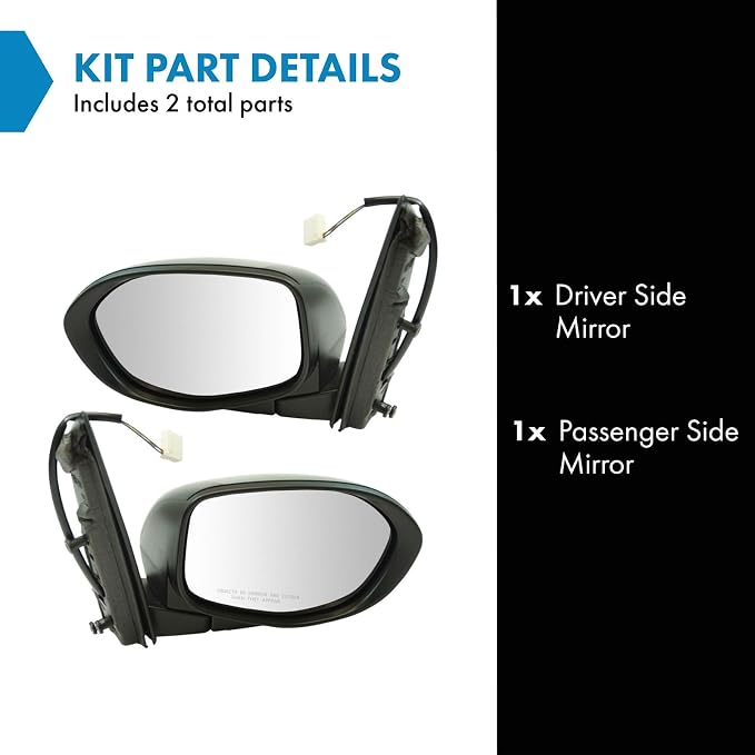 2 Piece Driver and Passenger Side Mirror Assembly Set Electric Adjustment Non-Heated No Memory Textured Compatible with 2014-2017 Honda Odyssey LX HO1320277 HO1321277