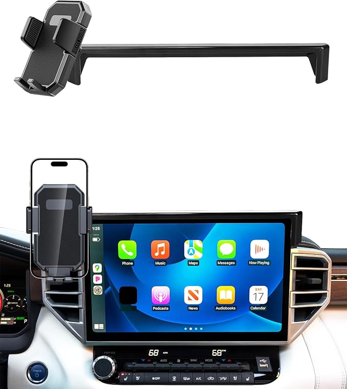 PZK Car Phone Mount for Toyota Tundra 2022-2026 /Sequoia 2023-2026 14-Inch | Screen Car Phone Holder Auto Lock Limited/Platinum Tundra Accessories 360° Rotation Hands Free Cradles Not Block Air Vent