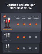 AINOPE 2-Pack USB C Cord 3.1A Fast Charge, [6.6ft+6.6ft] Type C Charging Cable Right Angle, Resistant Nylon Braided USB to USB C Cable Compatible Galaxy S10 S9 S8 Plus S21, LG V30,V20,G6