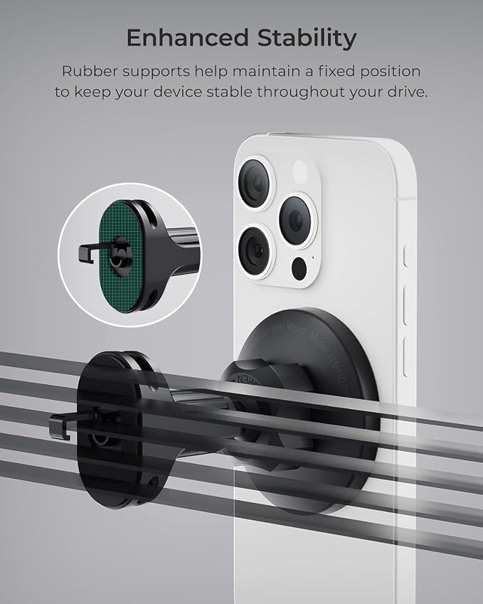 iTap 3 Magnetic Air Vent Car Mount Phone Holder with Magnetic Ring Adapter. Compatible with iPhone, Samsung Galaxy, Google Pixel, Huawei, LG, and All Qi Compatible Smartphones