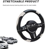 Car Steering Wheel Cover, 15 Inch Leather Breathable Auto Steering Wheel Protector, Comfortable Non-Slip Vehicle Steering Wheel Covers, Universal Car Accessories (White, with Lining)
