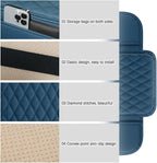carleef Arm Rest Cover for Car,Leather+Memory Foam Center Console Cover with Storage Bags,Universal Middle Console Cover Car Accessories Interior for Most Cars Center Consoles (Blue)