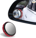 2PCS Blind Spot Mirrors, Convex Car Mirror, 2" Round HD Glass Convex Rear View Mirrors with Frame, 360 Degree Wide Angle Side Rear View Accessories Universal for Most Sedans SUVs Trucks (Red)