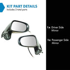 2 Piece Driver and Passenger Side Mirror Assembly Set Electric Adjustment Heated Memory Black Compatible with 2010-2012 Lexus ES350 LX1320135 LX1321135