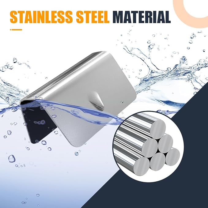 YoRise 16PCS Car Windshield Water Retaining Strip Clips, Stainless Steel Wind Rain Deflector Channel Fixing Clips, Universal One-Piece Auto Wind Deflector Clip for Most Cars (Silver)