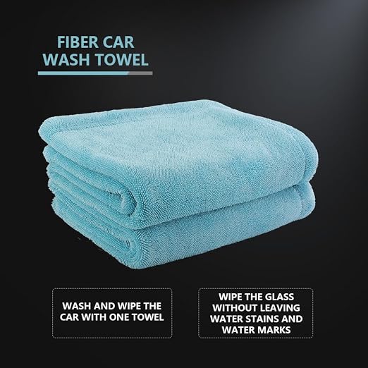 The Liquid8r - Absorbent 70/30 Blend Microfiber Drying Towel for Cars, Trucks, SUVs, Safe for Detailing + Scratch Free, Twist Loop, 1100gsm, 26.8in x 36.2in, Aqua Blue-MT037
