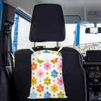 Flower Car Trash Bag Car Garbage Bag Hanging Cars Trash Can, Spring Decor Waterproof Cars Back Seat Organizer for Vehicle Travelling Camping