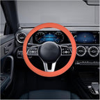 Car Silicone Steering Wheel Cover, Soft Anti-Slip Auto Steering Wheel Protector Fit 14 Inch, Universal Vehicle Interior Accessories for Cars, SUVs, Trucks, and Vans (Orange)