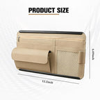 Car Sun Visor Organizer with Zipper Pocket, Multi-Pocket Vehicle Visor Storage Pouch with Card Sleeve, Eyeglasses Holder Box, Auto Interior Sunvisor Organizer Pocket, Universal Fit (Beige)
