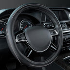 Color Piping Microfiber Leather Universal Fit Steering Wheel Cover,Perfectly fit for 14.5-15 inches Suvs,Vans,Trucks,Sedans,Cars,Automotive(Black & Gray or Grey)
