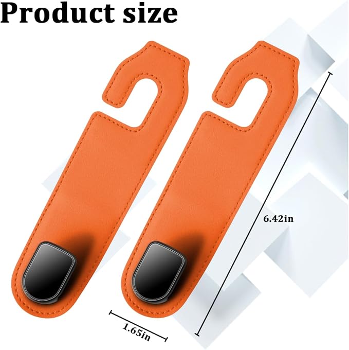 Car Seat Headrest Hook, 2PCS Vehicle Seat Back Hangers Organizer for Handbag Purse Coat, Automotive Interior Headrest Storage Hooks, Universal for SUV Automobile Truck (Orange)